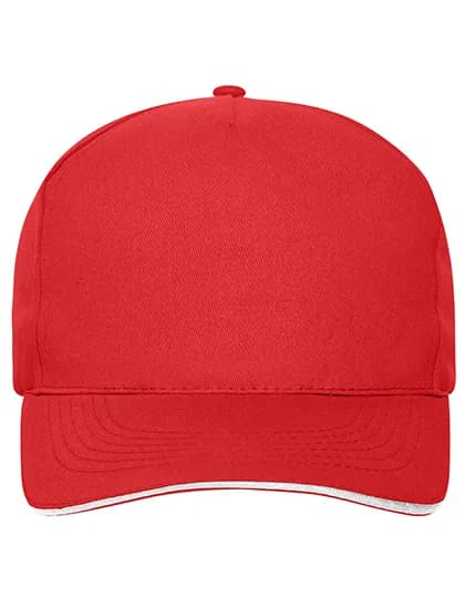 5 Panel Sandwich Cap Bio Cotton - Red/White