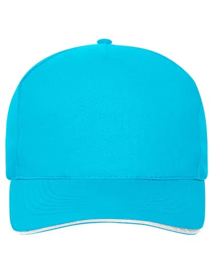 5 Panel Sandwich Cap Bio Cotton - Turquoise/White