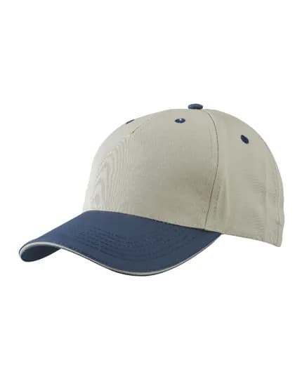 5 Panel Sandwich Cap - Beige/Navy/Beige