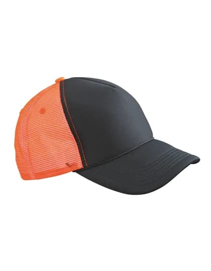 5 Panel Retro Mesh Cap - Black/Neon Orange