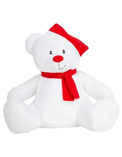 Christmas Zippie Bear - White/Red
