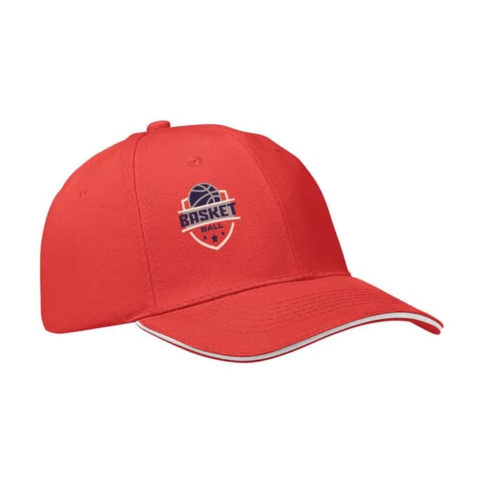 BASEBALL CAP 6 PANELS 260G/M² - BUFFALO - Weiß/rot