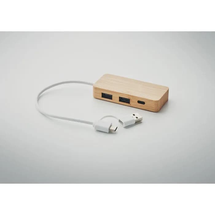 3 Port USB Hub - HUBBAM - Holz