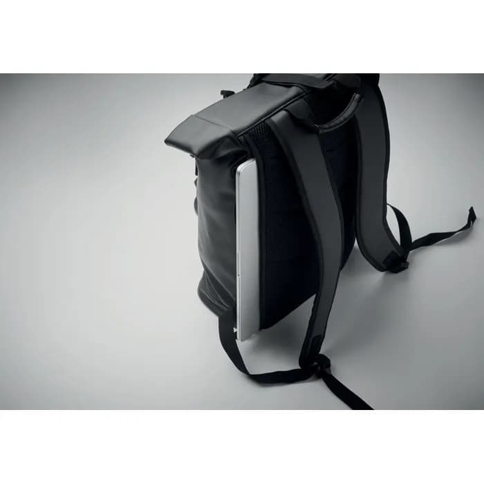 15" Rolltop-Rucksack PU - BAI ROLL - Schwarz