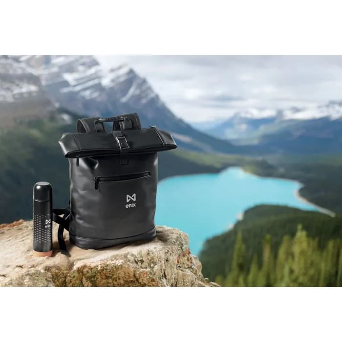 15" Rolltop-Rucksack PU - BAI ROLL - Schwarz