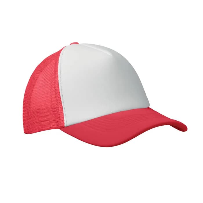 TRUCKER CAP 5 PANELS - BUBBLE - Weiß/rot