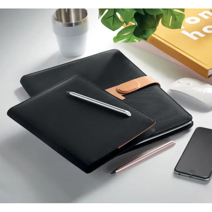 DIN A4 Konferenzmappe RPET - FAUX - Schwarz