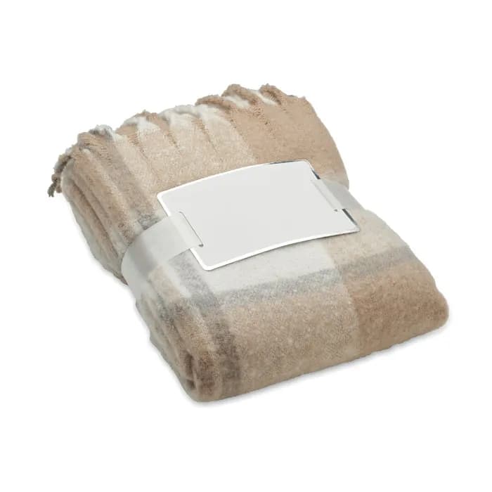 Karierte Mohair-Decke - QUET - Beige