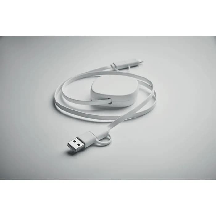 Einziehbares Ladekabel 60W - LINEA - Weiß