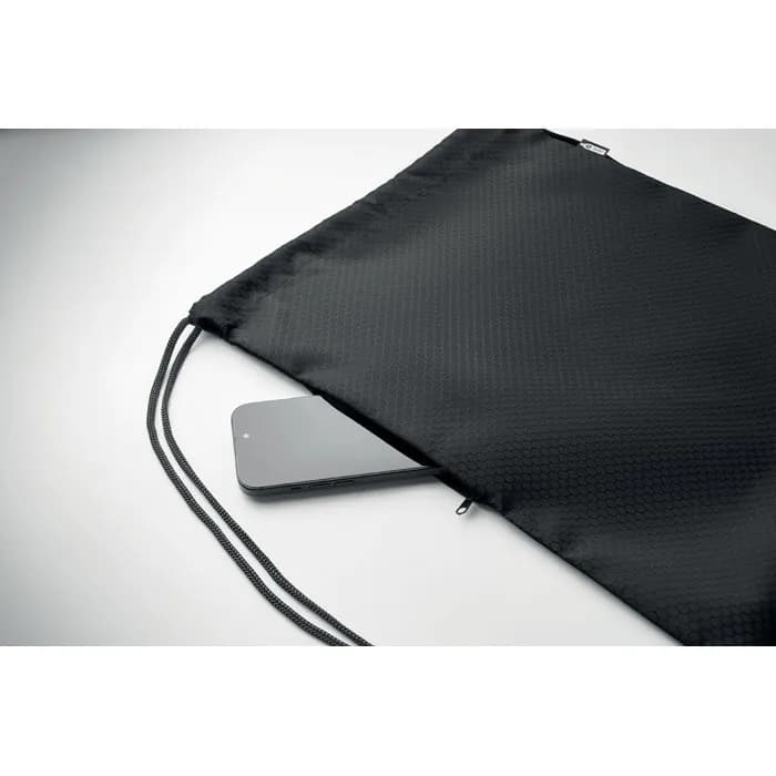 Beutel mit Kordelzug 420D RPET - DAYKIT - Schwarz