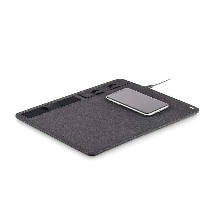 RPET Mousepad 15W Ladesgerät - SUPERPAD - Steingrau