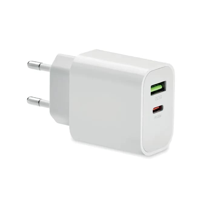 18W 2-Port USB-Ladegerät EU-Ste - PORT - Weiß