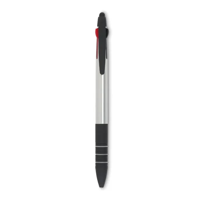 3-Farb-Kugelschreiber/Stylus - MULTIPEN - Silber