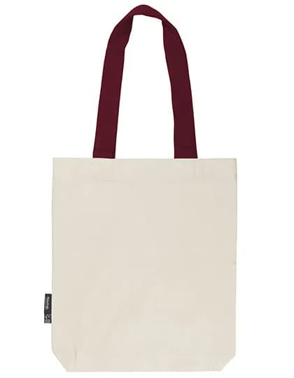 Twill Bag With Contrast Handles - Nature/Bordeaux