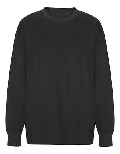 Tiger Cotton Oversized LS T|Shirt - Black