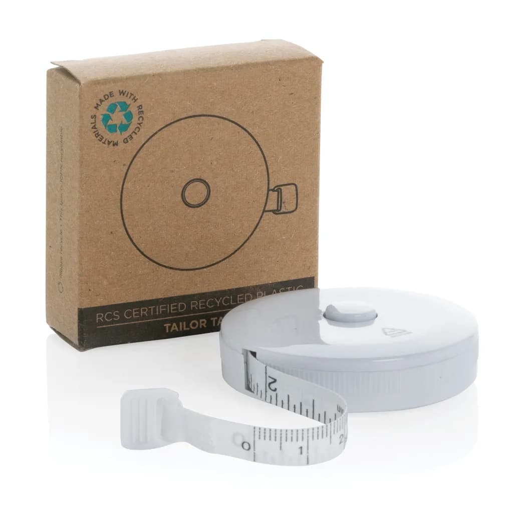 Schneiderband aus RCS recyceltem Kunststoff - weiß
