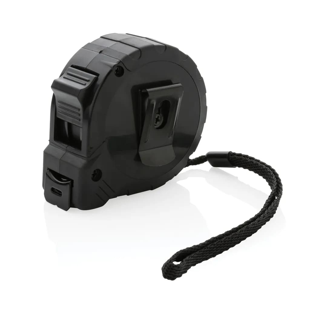 5m/19mm Maßband mit Stop-Taste aus RCS recycelt. Kunststoff - schwarz