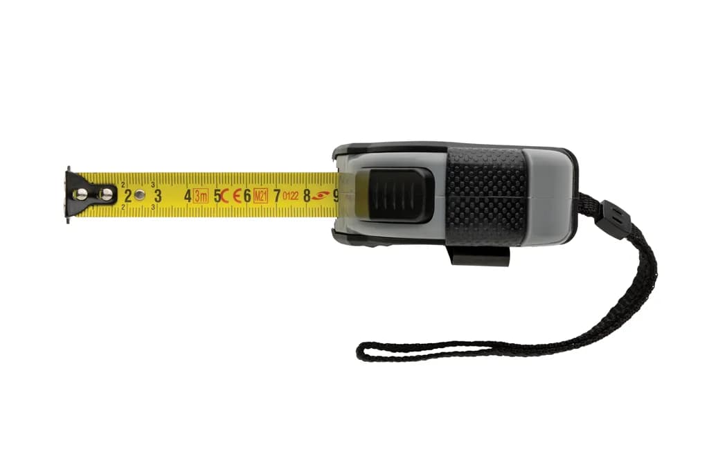 Auto-Stop-Maßband aus recyceltem Kunststoff, 3m/16mm - schwarz