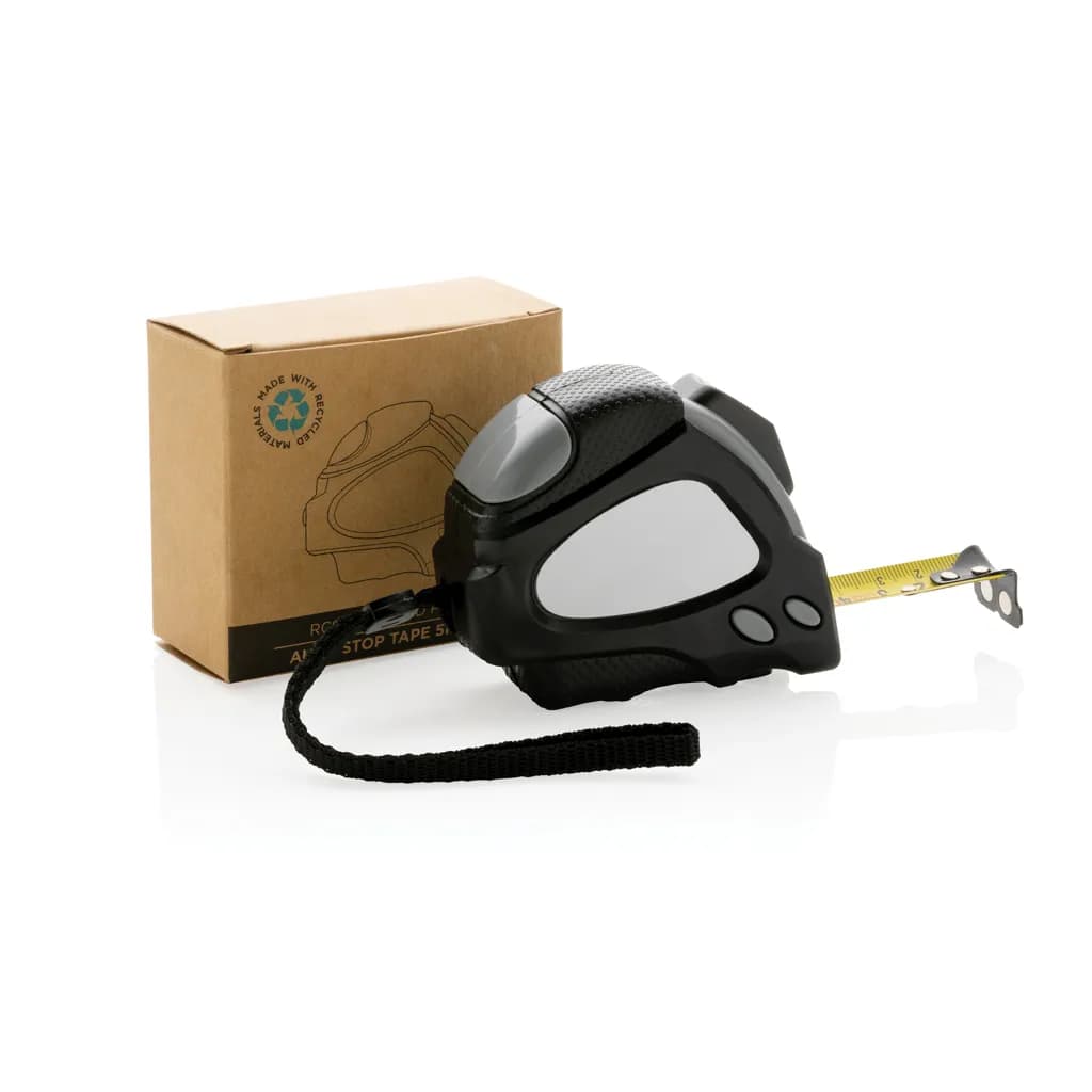 Auto-Stop-Maßband aus recyceltem Kunststoff, 5m/19mm - schwarz