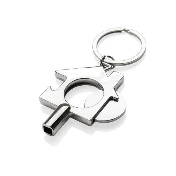 3-in-1 Schlüsselring aus RCS rec. Zinklegierung - silber