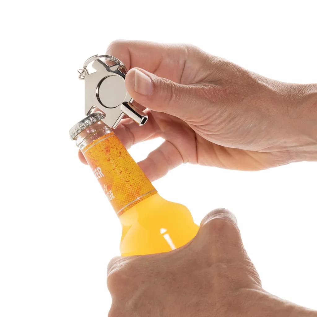 3-in-1 Schlüsselring aus RCS rec. Zinklegierung - silber