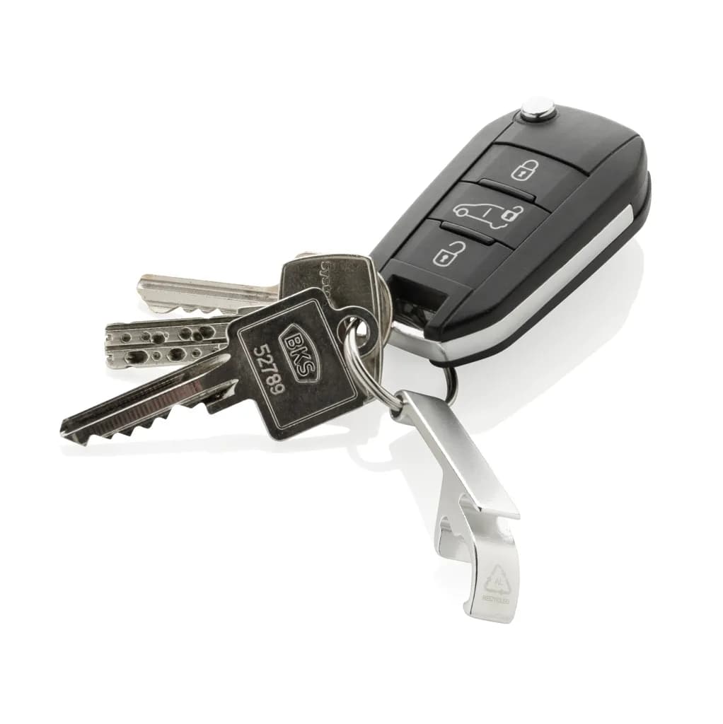 Flaschen- und Dosenöffner aus RCS recyceltem Aluminium - silber