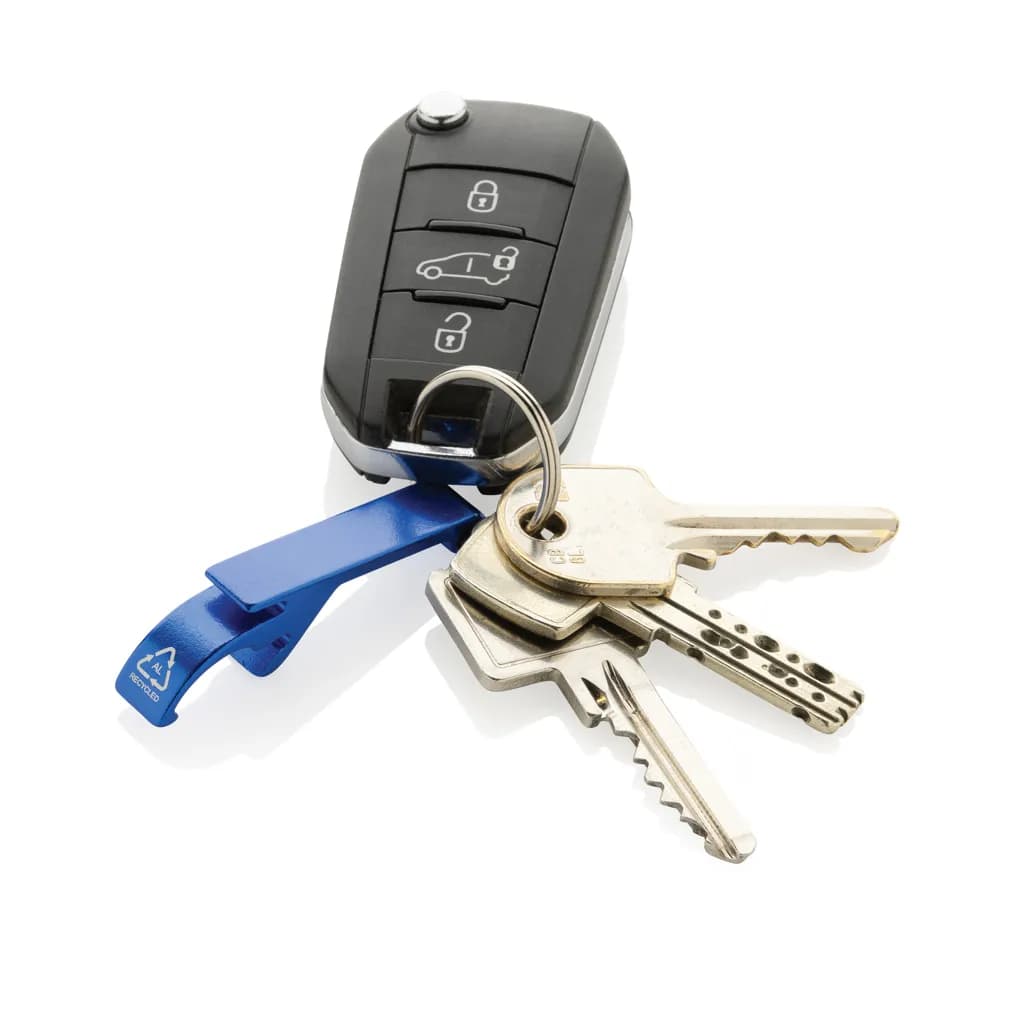 Flaschen- und Dosenöffner aus RCS recyceltem Aluminium - blau