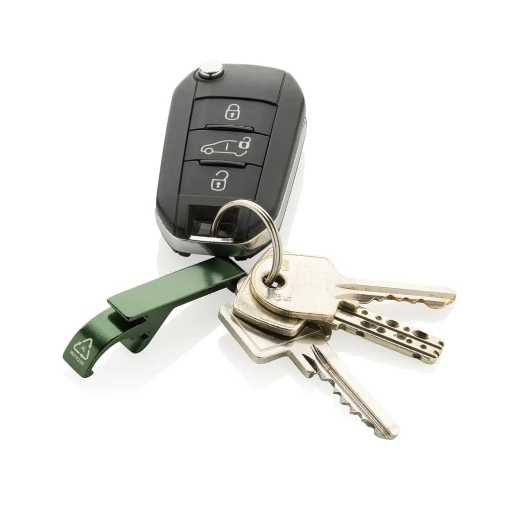 Flaschen- und Dosenöffner aus RCS recyceltem Aluminium - grün