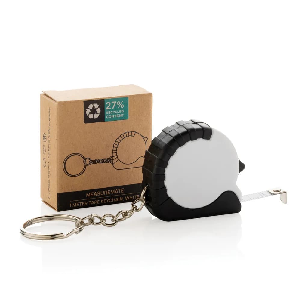 MeasureMate 1m Schlüsselband aus RCS recyceltem ABS - weiß
