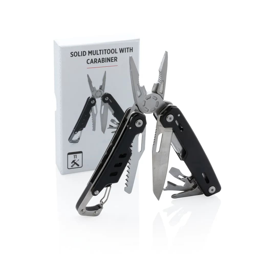 Solid Multitool mit Karabiner - schwarz