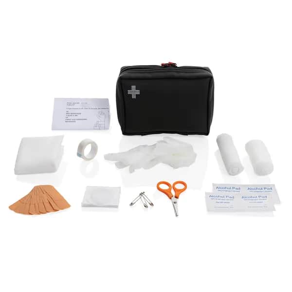 Erste-Hilfe-Set in RCS recycelter Nubuk-PU Tasche - schwarz