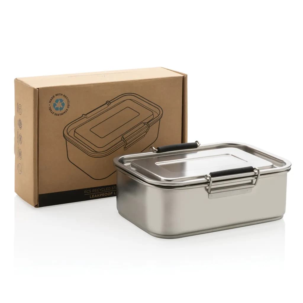 Auslaufsichere Lunchbox aus RCS recyceltem Stainless Steel - silber