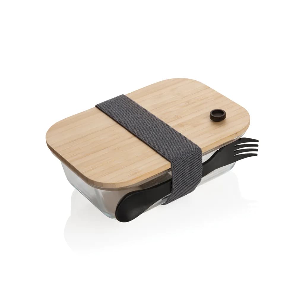 Lunch-Box aus Glas mit Bambusdeckel - transparent