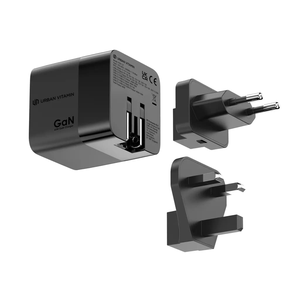 Urban Vitamin Mendocino 65W GaN-Charger mit einziehb. Kabel - schwarz