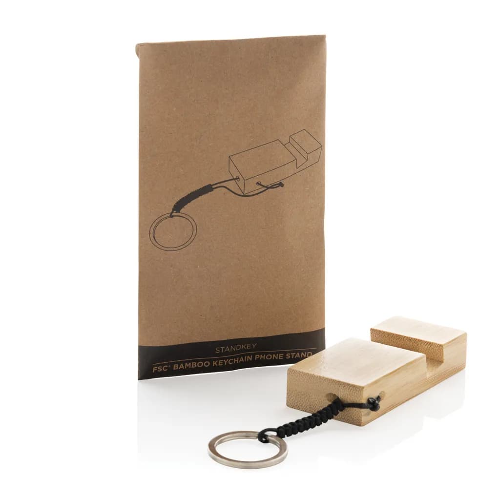 Standkey Bambus Schlüsselanhänger Telefonständer - braun