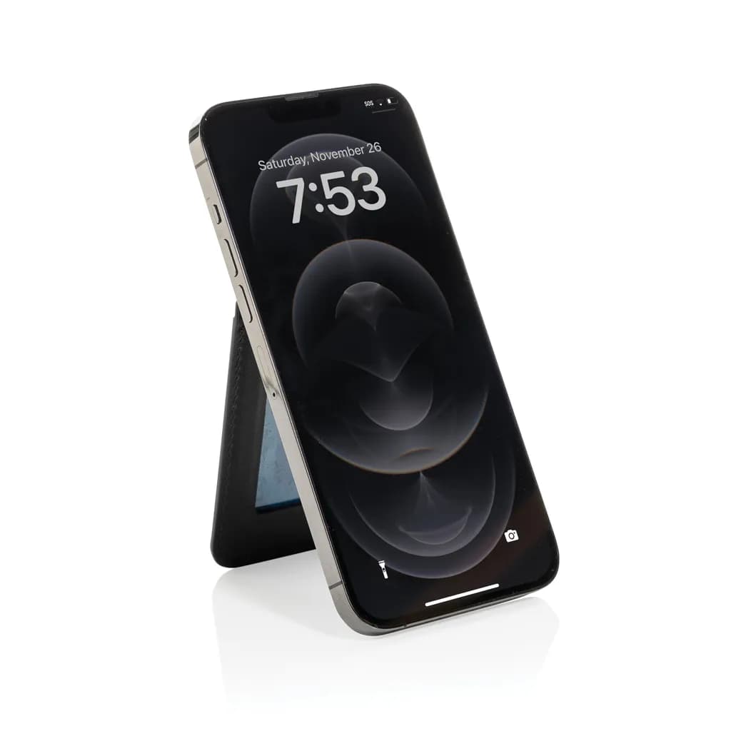 Magstand magnetische Handytasche mit Ständer aus RCS rec. PU - schwarz