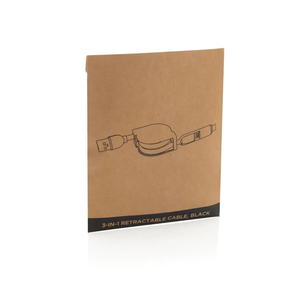 3-in-1 ausziehbares Kabel - schwarz