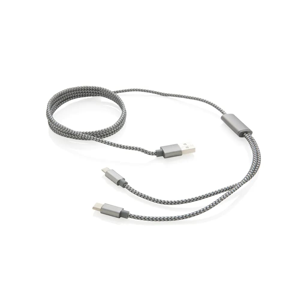 3-in-1 umwobenes Kabel - grau