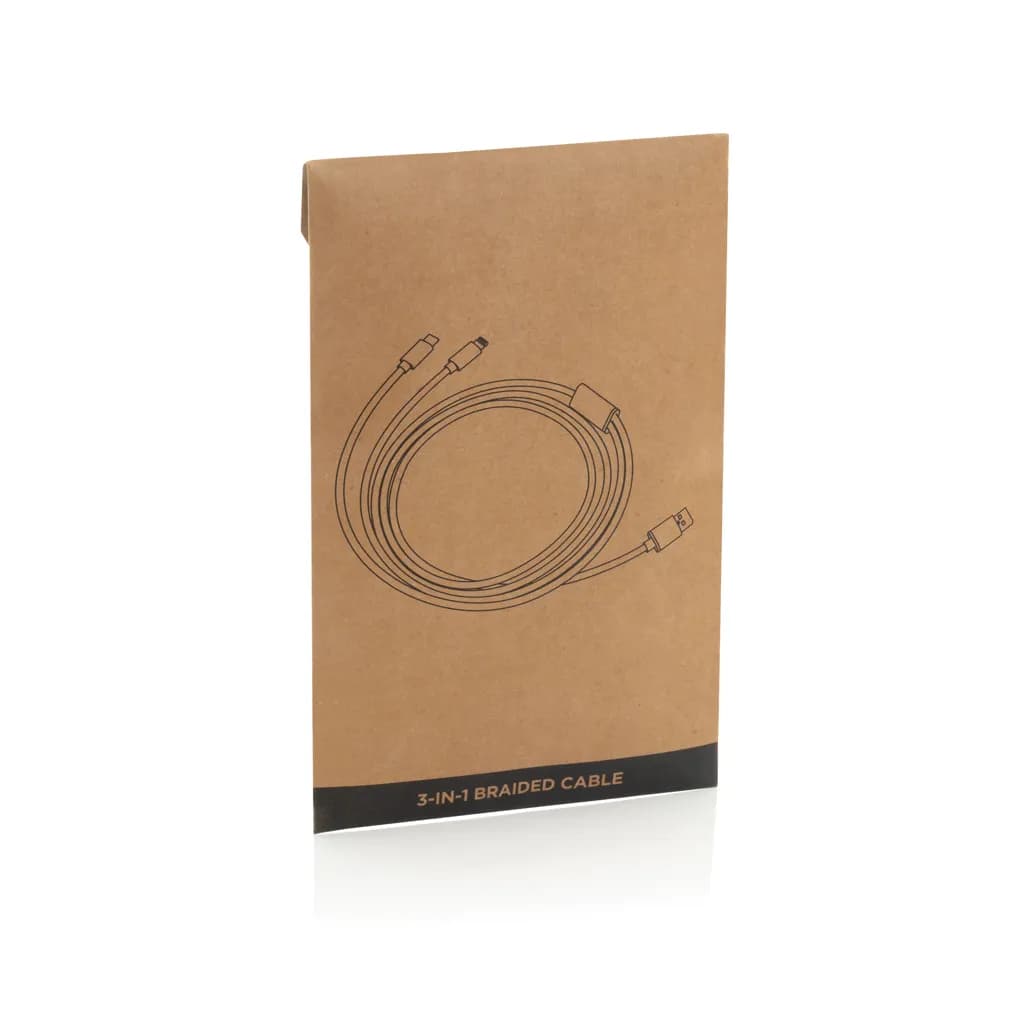 3-in-1 umwobenes Kabel - grau
