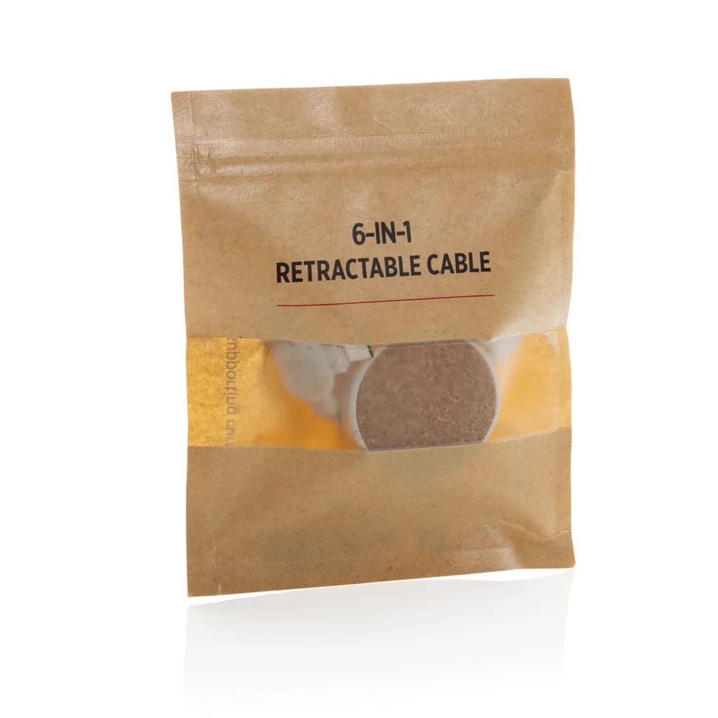 Kork und Weizen 6-in-1 ausziehbares Ladekabel - khaki