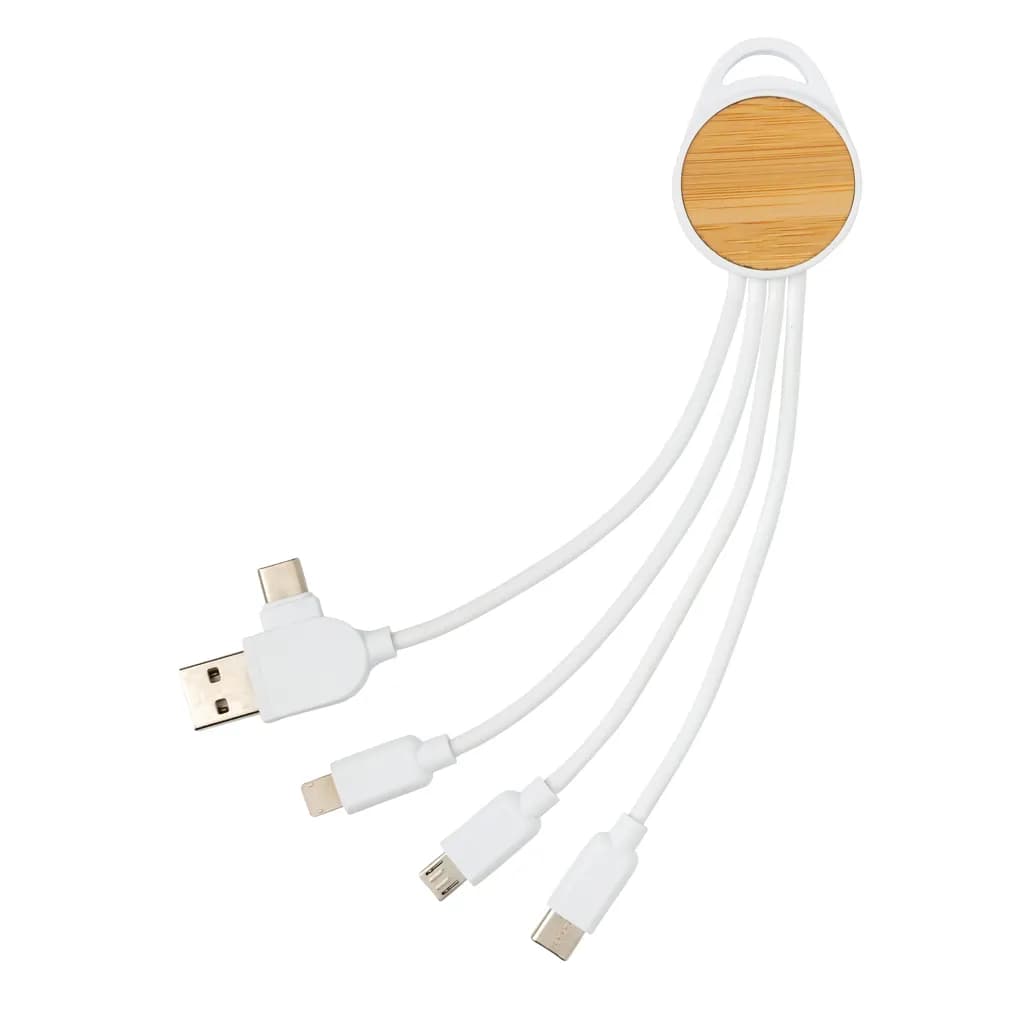 rundes Ontario 6-in-1 Kabel aus RCS recyceltem Kunststoff - weiß