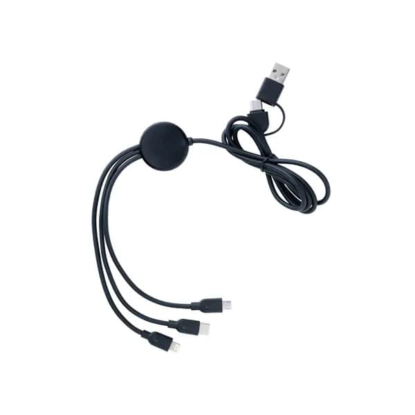 6-in-1 Kabel aus RCS recyceltem TPE und recyceltem Plastik - schwarz