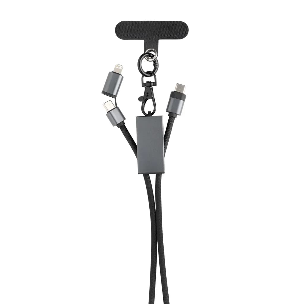Terra 60Wduales Ladekabel aus RCS recyceltem PET mit Lanyard - grau