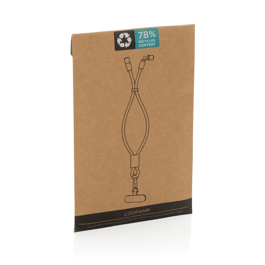 LoopAmp 60W Handgelenksband für Smartphones aus RCS rPET - schwarz