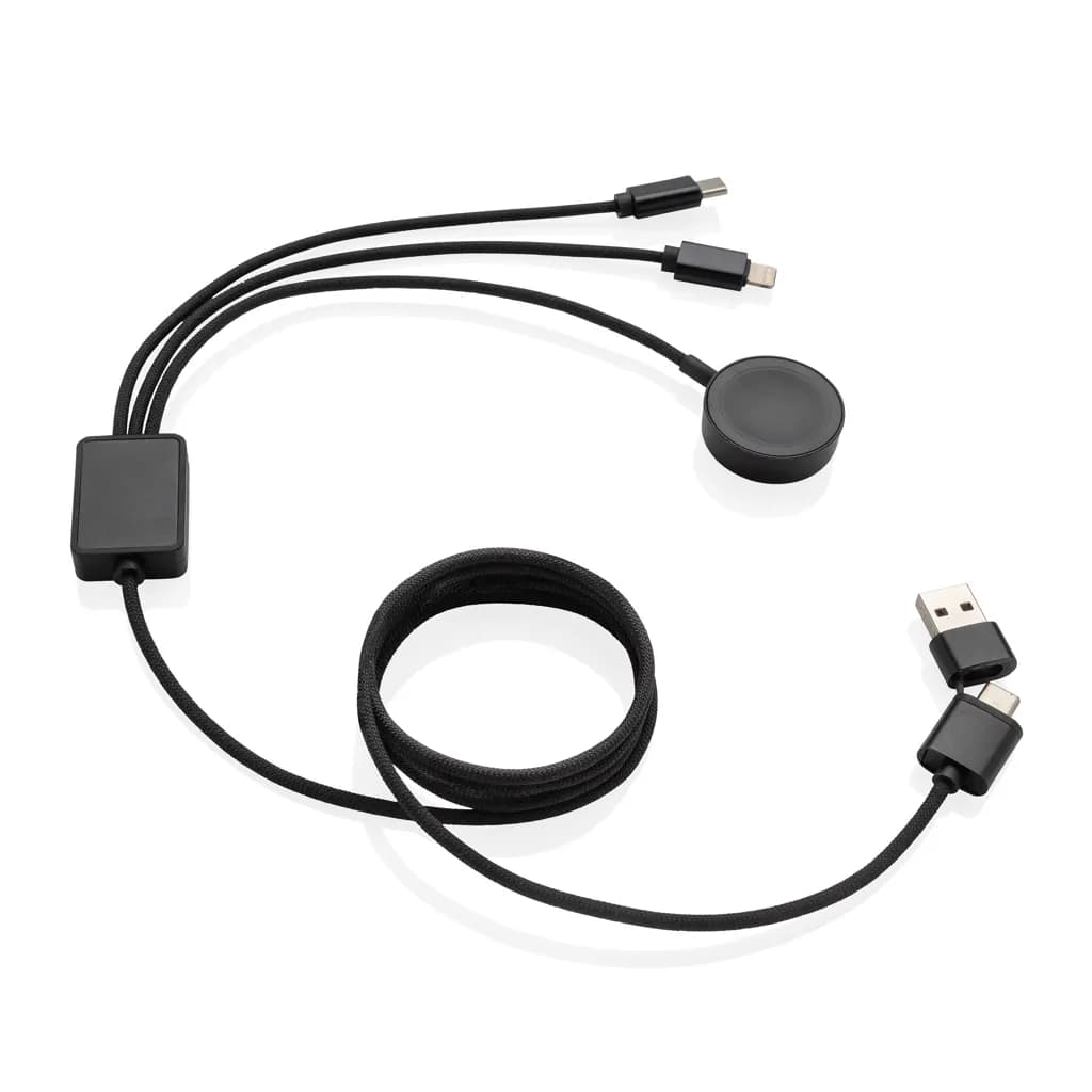 Terra RCS rPET 6-in-1-Ladekabel mit Uhrenladegerät - grau