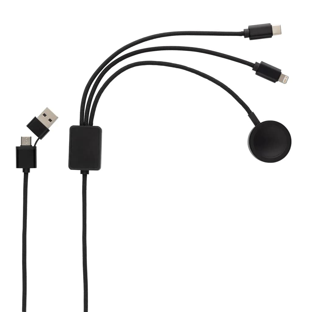 Terra RCS rPET 6-in-1-Ladekabel mit Uhrenladegerät - grau