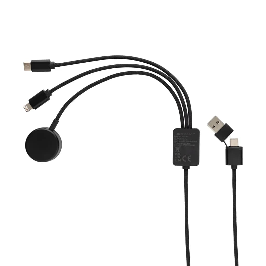 Terra RCS rPET 6-in-1-Ladekabel mit Uhrenladegerät - grau