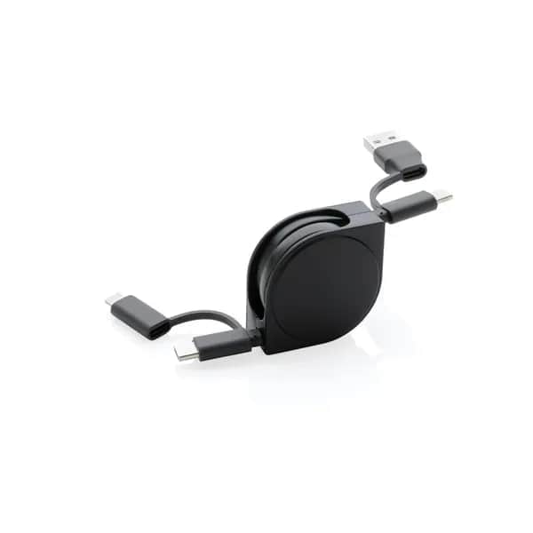 6-in-1 Kabel aus TPE und RCS Standard recyceltem Kunststoff - schwarz