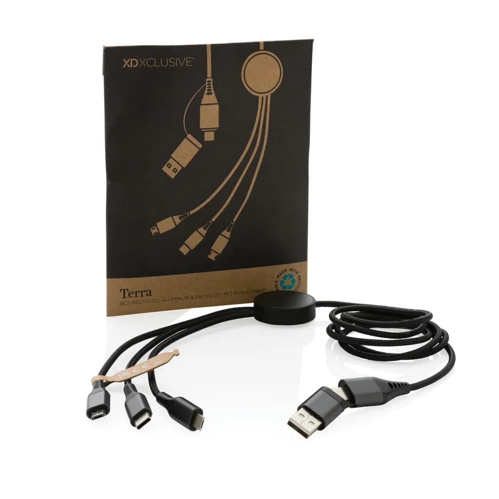 Terra 60W 120cm 6-in-1-Kabel aus RCS recyceltem Aluminium - grau