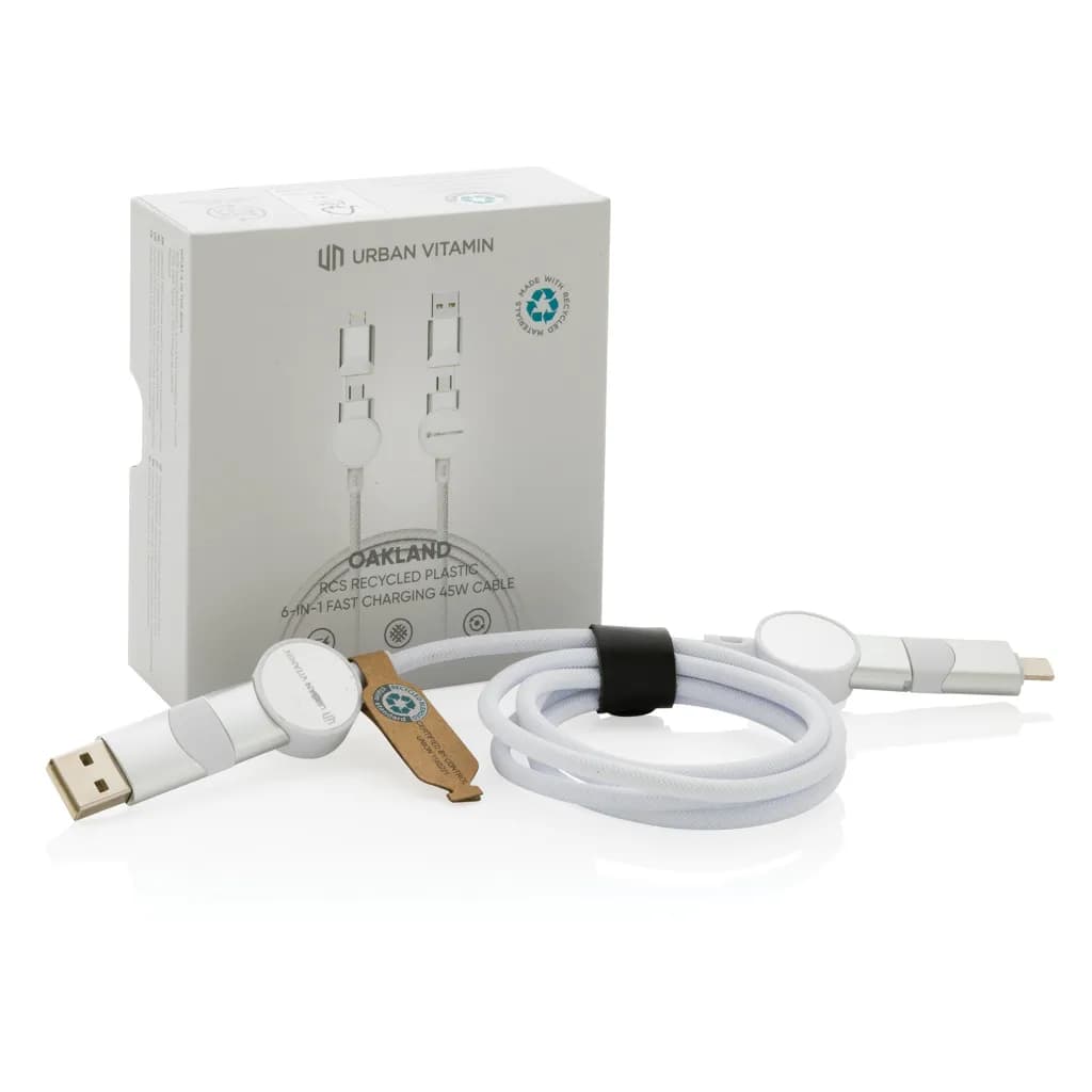 Oakland RCS rKunststoff 1,2m 6-in-1 Fast-Charging 45W Kabel - weiß